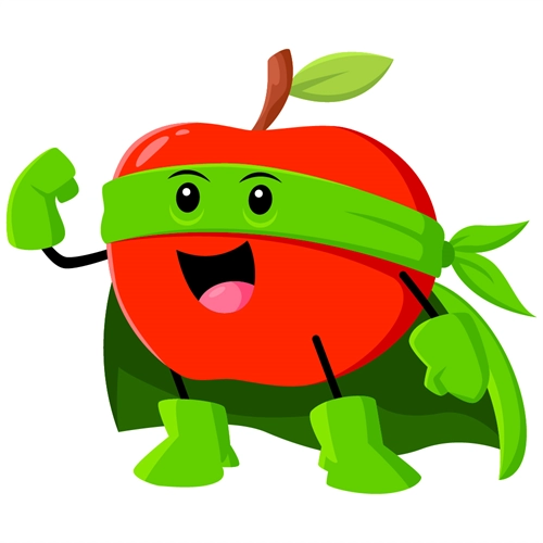 Superhero Red Apple Classroom Fruit Transparent Sticker